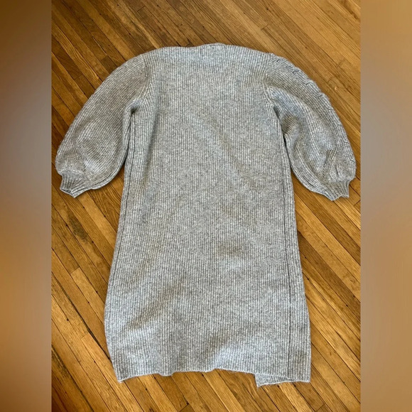 ASOS Chunky Knit Balloon Sleeve Long Cardigan Sweater Grey | Size 6 - Picture 3 of 4